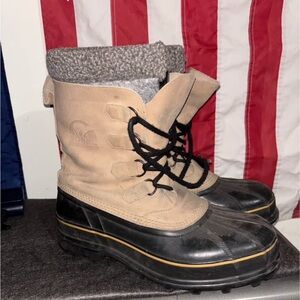Sorel Beige and Black Snow Boots